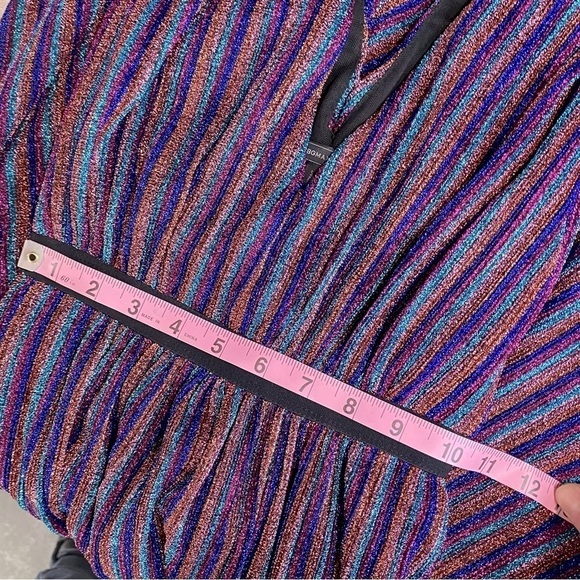 BCBGMaxAzria Metallic Stripe Pleated Gown Purple XXS - Picture 7 of 16